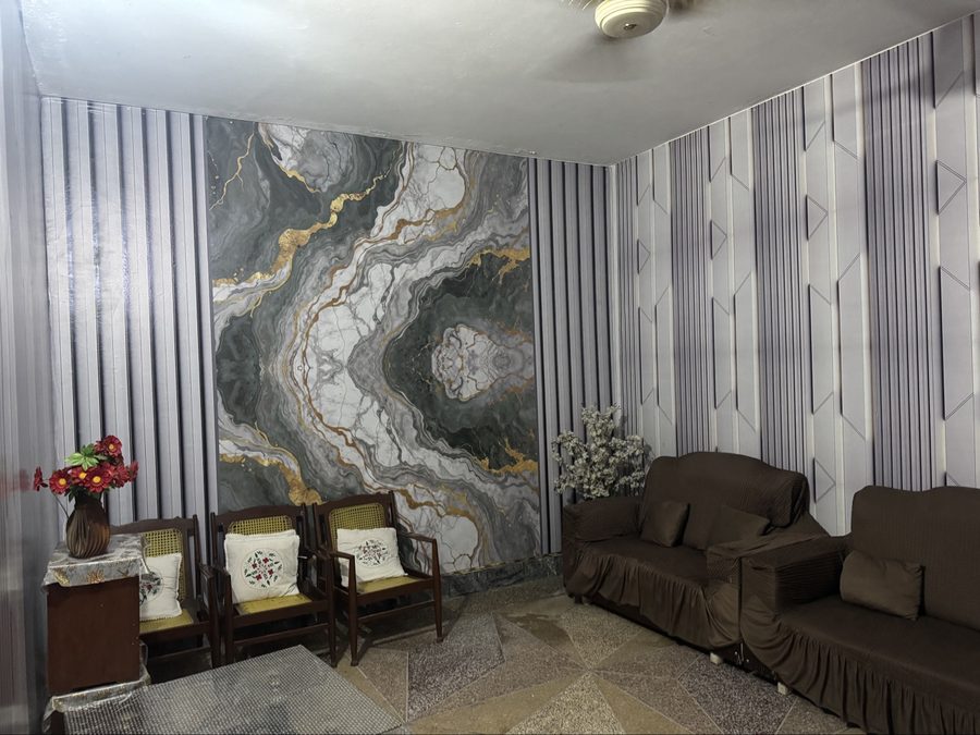 3D flex wallpaper in a living room